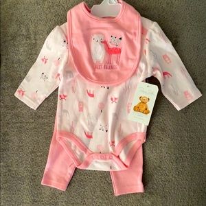 BOGO free! New baby pink girl outfit with bib